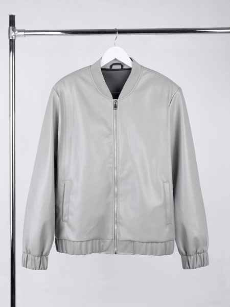 Бомбер из искусственной кожи Univer, серый, размер XL/XXL
