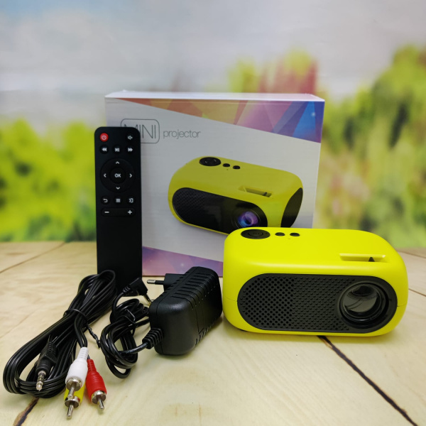 Портативный LED Проектор MINI Projector поддержка 360х640, 1920х1080 HDMI/USB Желтый