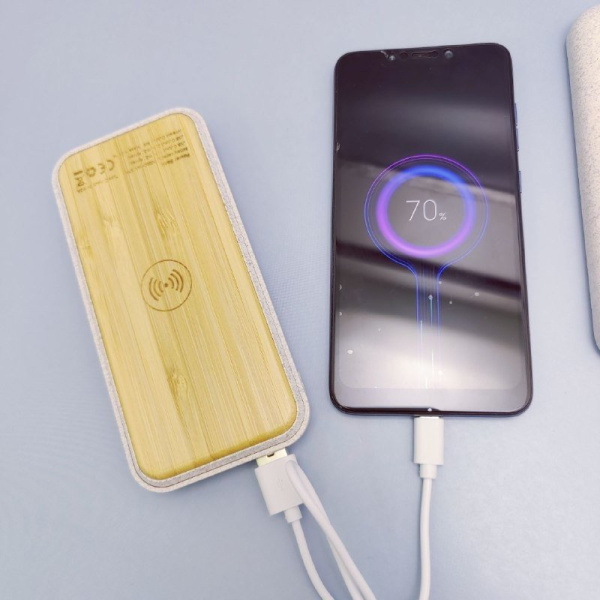 Внешний ЭКО аккумулятор (POWER BANK) Tambuko с проводной и беспроводной зарядкой, 10000 mAh Kinetik