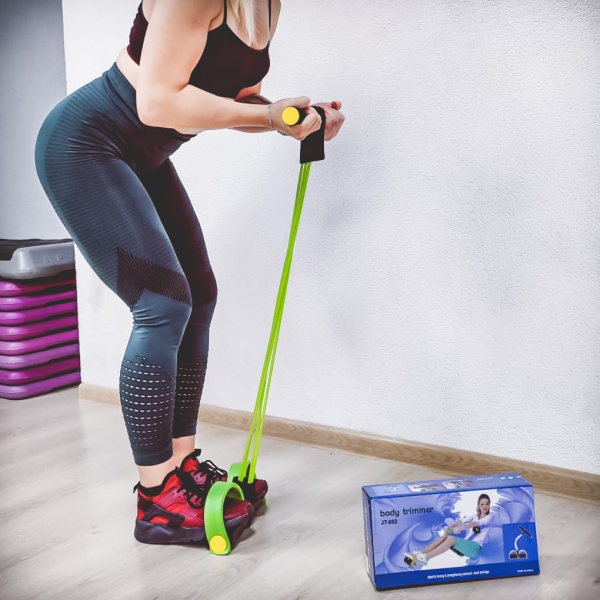 Тренажер многофункциональный для фитнеса "Фитнес-тренер" FITNESS BODY TRIMMER JT-002 (Тренажер - эспандер с упорами на растяжение) Фиолетовый