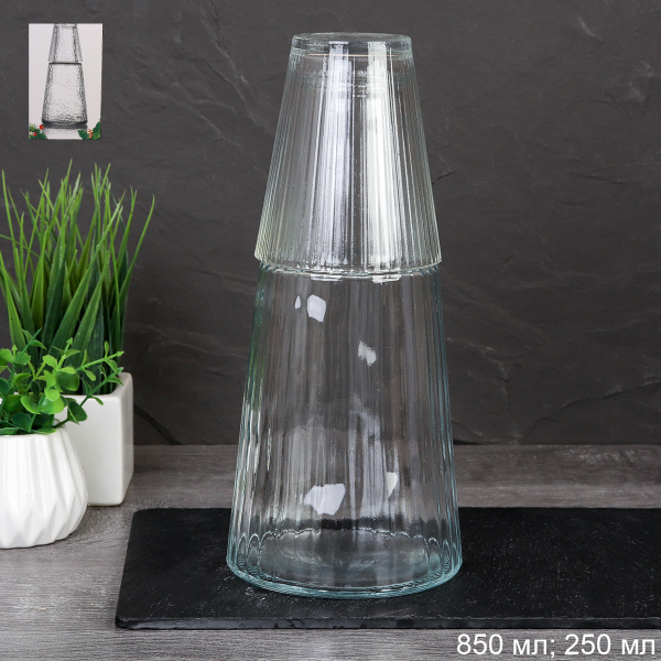 Графин 850 мл и стакан 250 мл Набор холостяка / NCH2-1 /уп 24/ стеклянный
