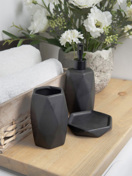 Стакан для ванной "Black", керамика, 7,5*11,8 см FRESH CODE