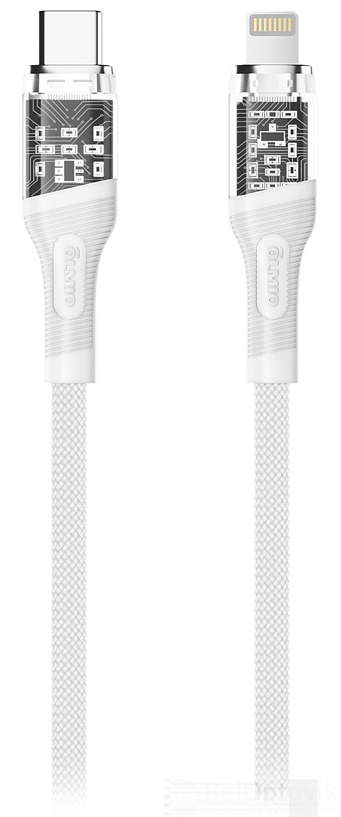 Кабель GLASS, Type-C - Lightning, USB2.0, 1.2м, белый, OLMIO