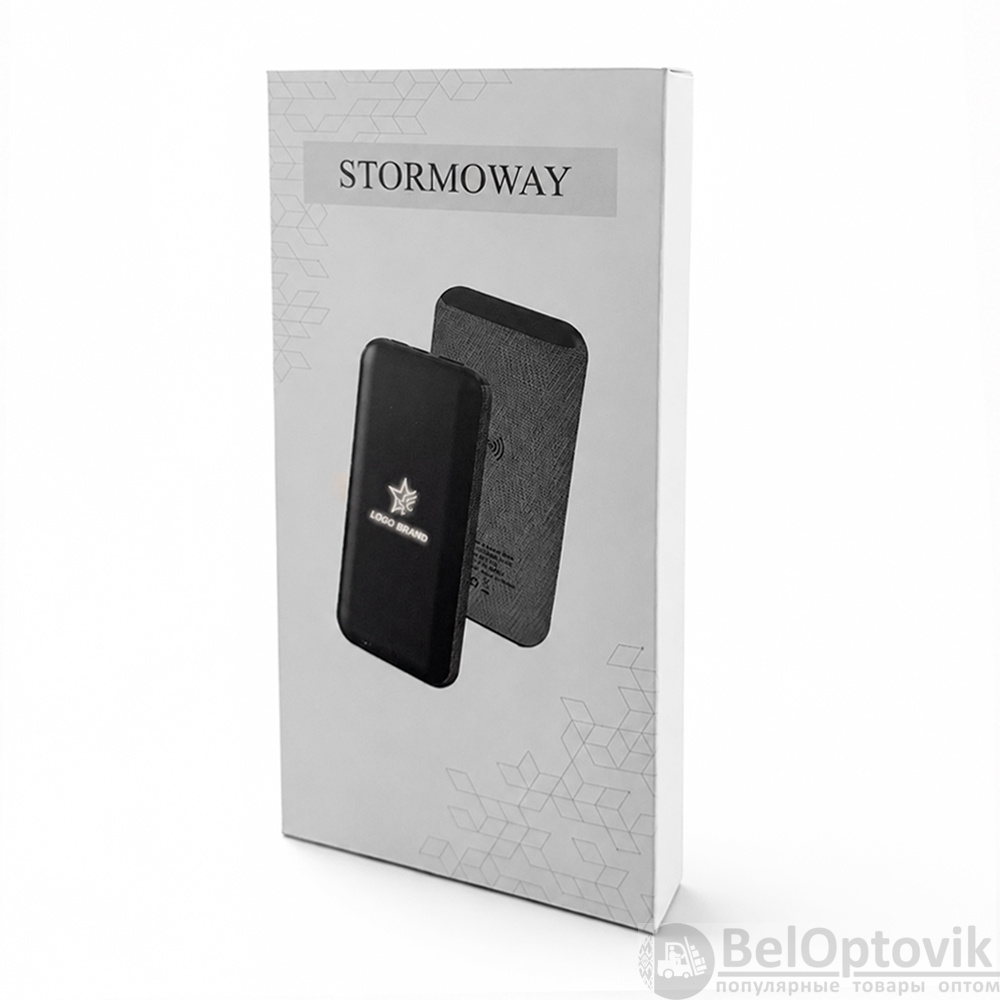 Внешний аккумулятор Stormoway, 10000 mAh с беспроводной зарядкой, черный