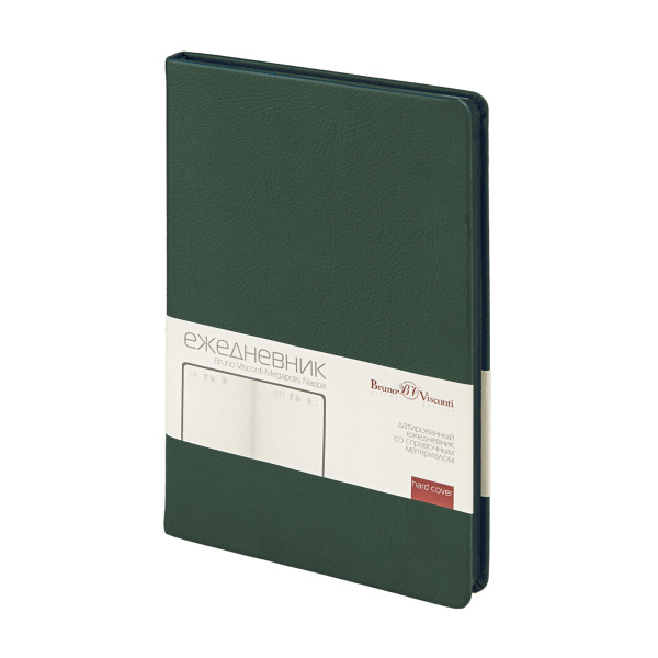 Ежедневник А5 датированный «Megapolis Nappa» на 2027 год, Цвет зеленый