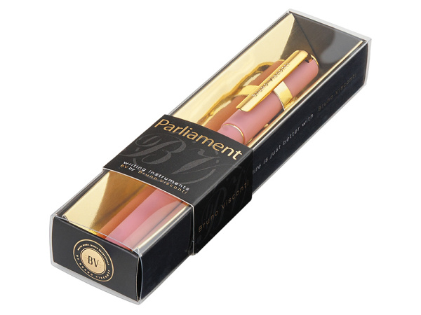 Ручка пластиковая шариковая «Parliament», Цвет розовый/золотистый