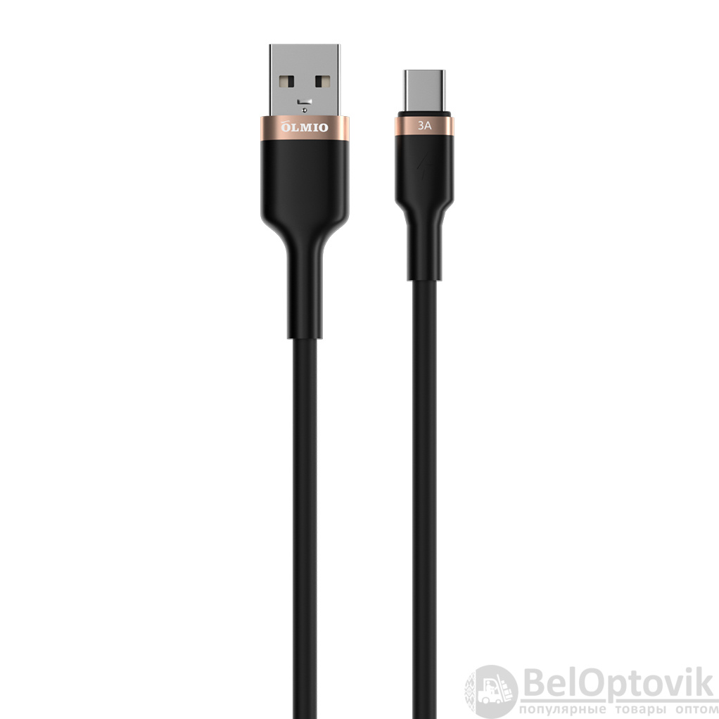 Кабель RAPID, USB 2.0 - Type-C, 1.2м, 3A, черный, OLMIO