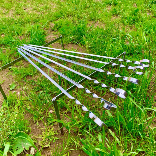 Набор прочных угловых шампуров для шашлыка Кизляр России, 57 см (6 шт.). Гарантия качества