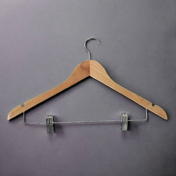 Набор вешалок для одежды с перекладиной и держателями, дерево, 44 см, 3 шт.