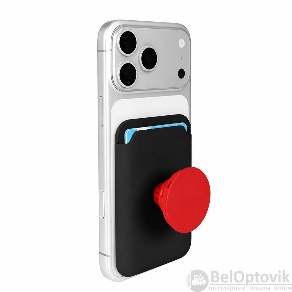 Кастомизированный держатель карт на телефоне CardSocket, чёрный/красный