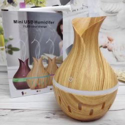 Увлажнитель ультразвуковой аромадиффузор воздуха Mini USB "Тюльпан" (луковица) 7 LED color, 300ml, 220V Светлое дерево Звездный дождь