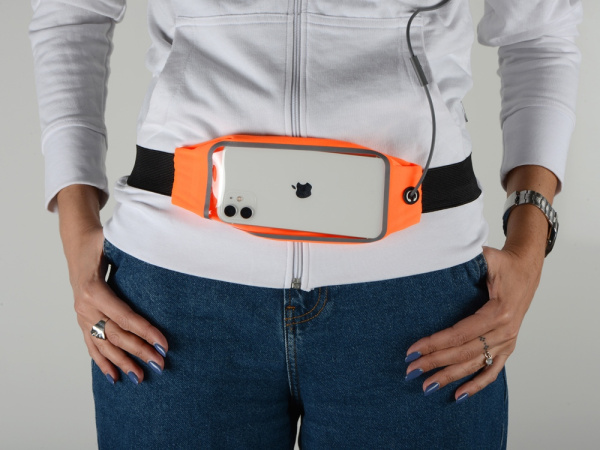 Сумка на пояс «Спринт», Цвет оранжевый/черный/прозрачный