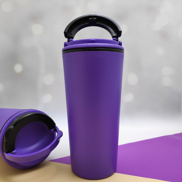 Персональный стакан тамблер для кофе Wowbottles и других напитков / Кофейная крышка с клапаном и ручкой, 350 мл. / Двойные стенки.