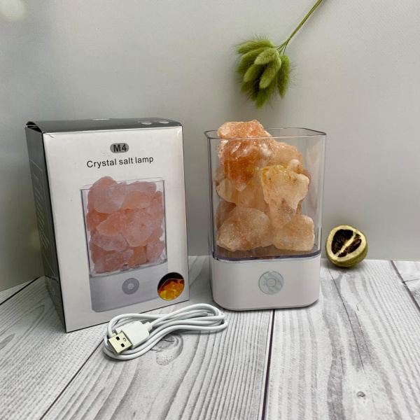 Соляной ионизирующий светильник-ночник «Crystal Salt Lamp» с розовой гималайской солью 0,7 кг