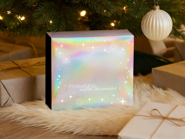 Подарочная коробка с голографическим шубером «Aurora», L, Размер L, Цвет черный/голография